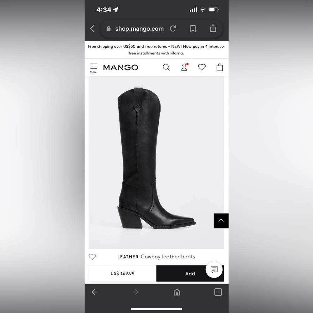 BRAND NEW❗️ Genuine leather black MANGO knee high boots. SIZE 6 Women